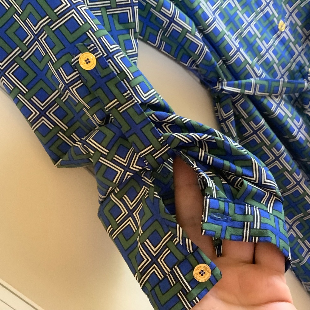 C. Wonder Midi Length Lattice Print Button Front … - image 7